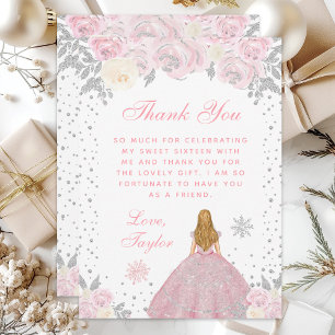 Rosa Winter Blond Haar Prinzessin Sweet Sixteen Dankeskarte