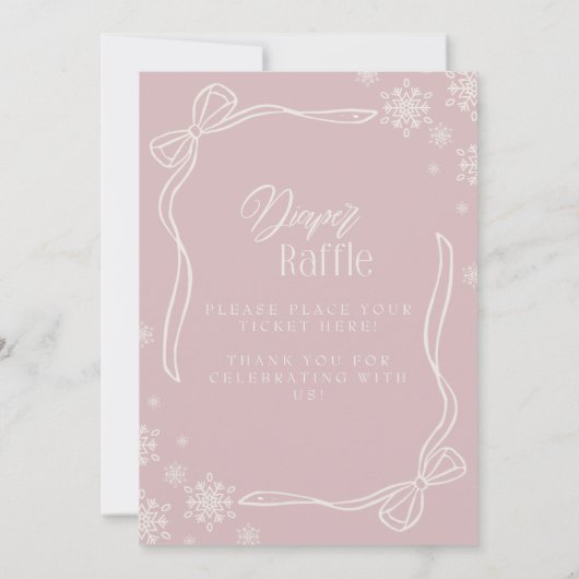 Rosa Winter Coquette Diaper Raffeltisch Schild Einladung (Rückseite)