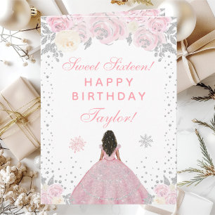 Rosa Winter Dunkle Haut Prinzessin Sweet Sixteen Karte
