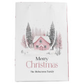Rosa Winter-Hütte Mittlere Geschenktüte (Vorderseite)