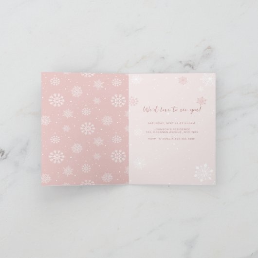 Rosa Winter mit kalter Außendusche Einladung (Innenseite)