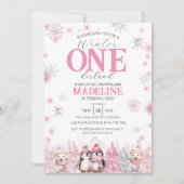 Rosa Winter ONEderland Einladung (Vorderseite)