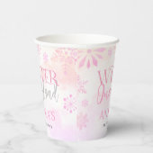 Rosa Winter Onederland Erster Geburtstag Pappbecher (Rechts)
