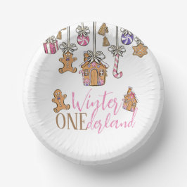 Rosa Winter Onederland Weihnachten Pappteller