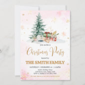 Rosa Winter Schneeflocken Weihnachts-Party Einladung (Vorderseite)