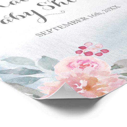 Rosa Winter Schneeflocken willkommen Poster (Ecke)