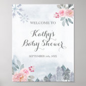 Rosa Winter Schneeflocken willkommen Poster (Vorne)