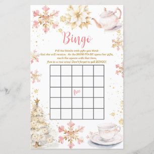 Rosa Winter-Teeparty-Baby-Shower-Bingo-Spiel