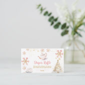 Rosa Winter-Teeparty-Baby-Shower-Windel-Raffle Begleitkarte (Stehend Vorderseite)