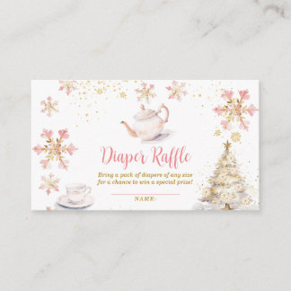 Rosa Winter-Teeparty-Baby-Shower-Windel-Raffle Begleitkarte