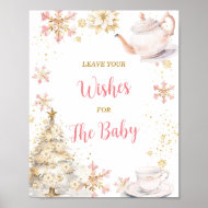 Rosa Winter-Teeparty-Baby-Shower-Wunsch hinterlass Poster