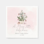 Rosa Winter Weihnachten Eine kleine Babydusche Serviette (Vorderseite)