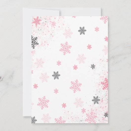 Rosa Winter Wonderland 1. Geburtstag Einladung (Rückseite)