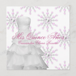 Rosa Winter Wonderland Quinceanera Einladung