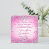 Rosa Winter Wonderland Snowflake Quinceanera Einladung (Stehend Vorderseite)