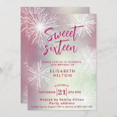 Rosa Winter Wunderland Aquarellschneeflocken Einladung (Vorne/Hinten)