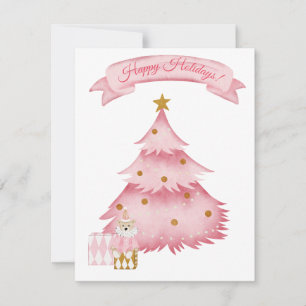 Rosa Winterferien Kinder  Feiertagskarte