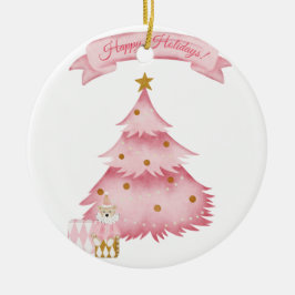 Rosa Winterferien Kinder Urlaub Keramik Ornament