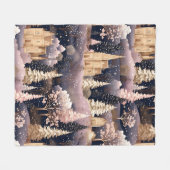 Rosa Winterhirsch Fantasy-Schloss-Landschaft (3) Fleecedecke (Vorderseite (Horizontal))