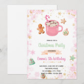 Rosa Winterkekse und Kakao laden ein Einladung (Vorne/Hinten)