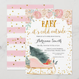 Rosa Winterkleid mit kalter Außendusche Einladung