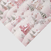 Rosa winterliches Dorf Weihnachtslandschaft Seidenpapier (Ausschnitt)