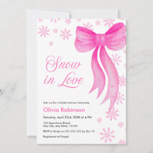 Rosa Winterschnee in Love Schneeflocken Brautparty Einladung