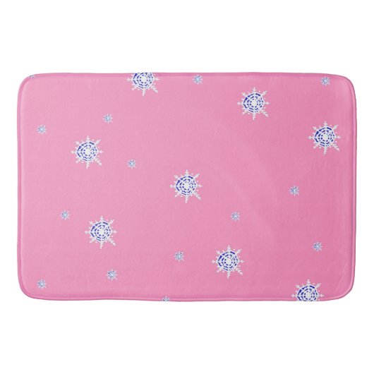 Rosa Winterschneeflocken Badematte (Vorderseite)