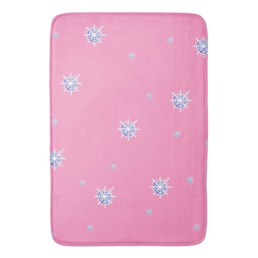 Rosa Winterschneeflocken Badematte (Vorderseite Vertikal)
