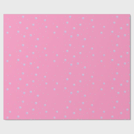 Rosa Winterschneeflocken Geschenkpapier (Flach)