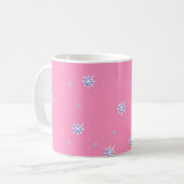 Rosa Winterschneeflocken Kaffeetasse (Vorderseite Links)