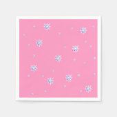 Rosa Winterschneeflocken Serviette (Vorderseite)