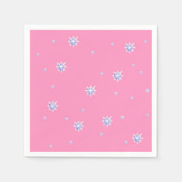 Rosa Winterschneeflocken Serviette