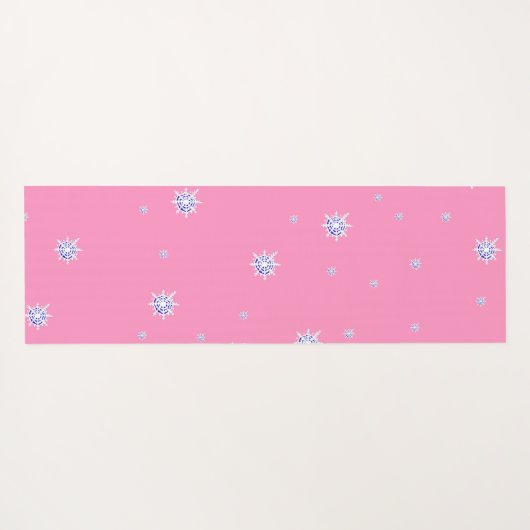 Rosa Winterschneeflocken Yogamatte (Rückseite (Horizontal))