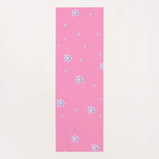 Rosa Winterschneeflocken Yogamatte (Rückseite)
