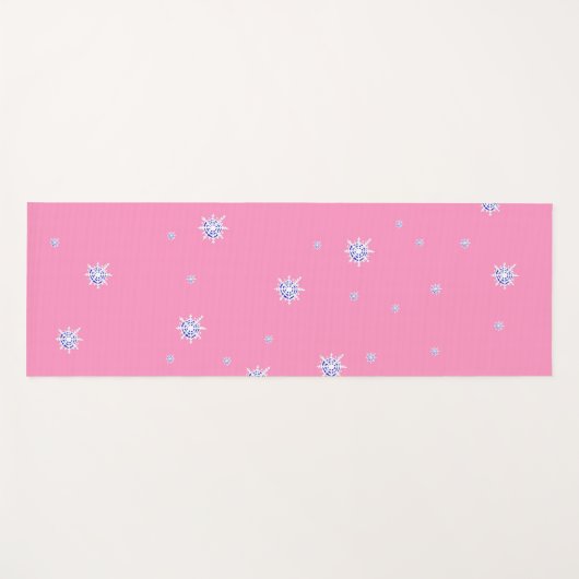 Rosa Winterschneeflocken Yogamatte (Vorderseite (Horizontal))