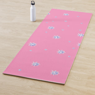 Rosa Winterschneeflocken Yogamatte