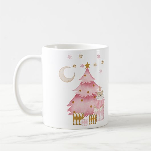 Rosa Winterurlaub Süßwarenbär Kaffeetasse (Links)