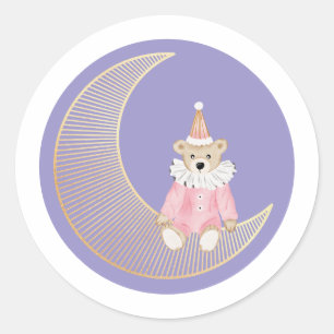 Rosa Winterurlaub Süßwarenbär Runder Aufkleber