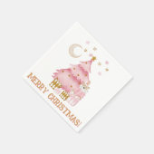 Rosa Winterurlaub Süßwarenbär Serviette (Ecke)