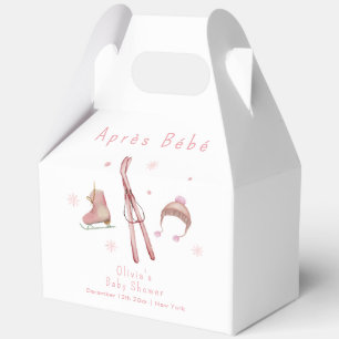 Rosa Winterwald Après Bébé Ski Baby Shower Geschenkschachtel