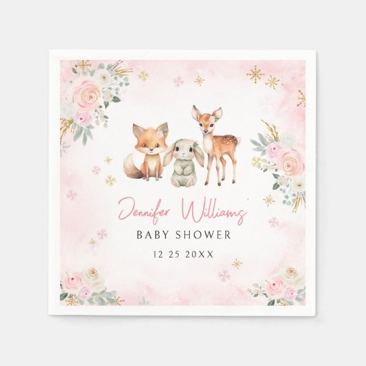 Rosa Winterwald Mädchen Duschpapierserviette Serviette (Vorderseite)