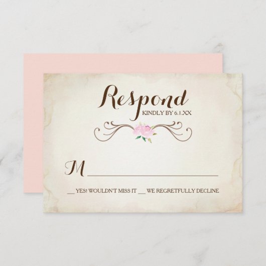 Rosa Wir Got Verheiratetes Hirschantler UAWG RSVP Karte (Vorne/Hinten)