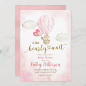 Rosa Wir können frühes Abwarten Kinderdusche Einladung (Vorne/Hinten)