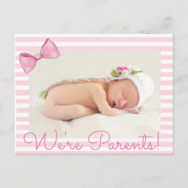 Rosa Wir sind Eltern Baby Birth Ankündigung