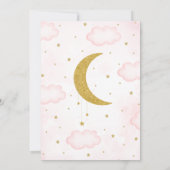 Rosa Wir sind über dem Mond und laden die Babydusc Einladung (Rückseite)