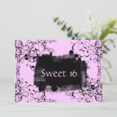 Rosa Wirbel 16 . Geburtstag Party Einladung (Stehend Vorderseite)