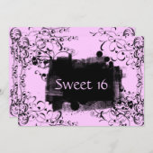 Rosa Wirbel 16 . Geburtstag Party Einladung (Vorne/Hinten)