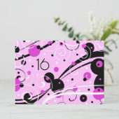 Rosa Wirbel 16. Geburtstagsparty Einladungskarten (Stehend Vorderseite)