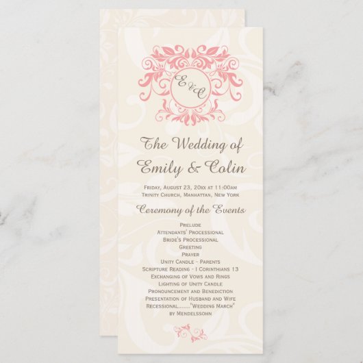 Rosa Wirbel auf dem Programm für Hochzeitsfeiern m (Vorne/Hinten)